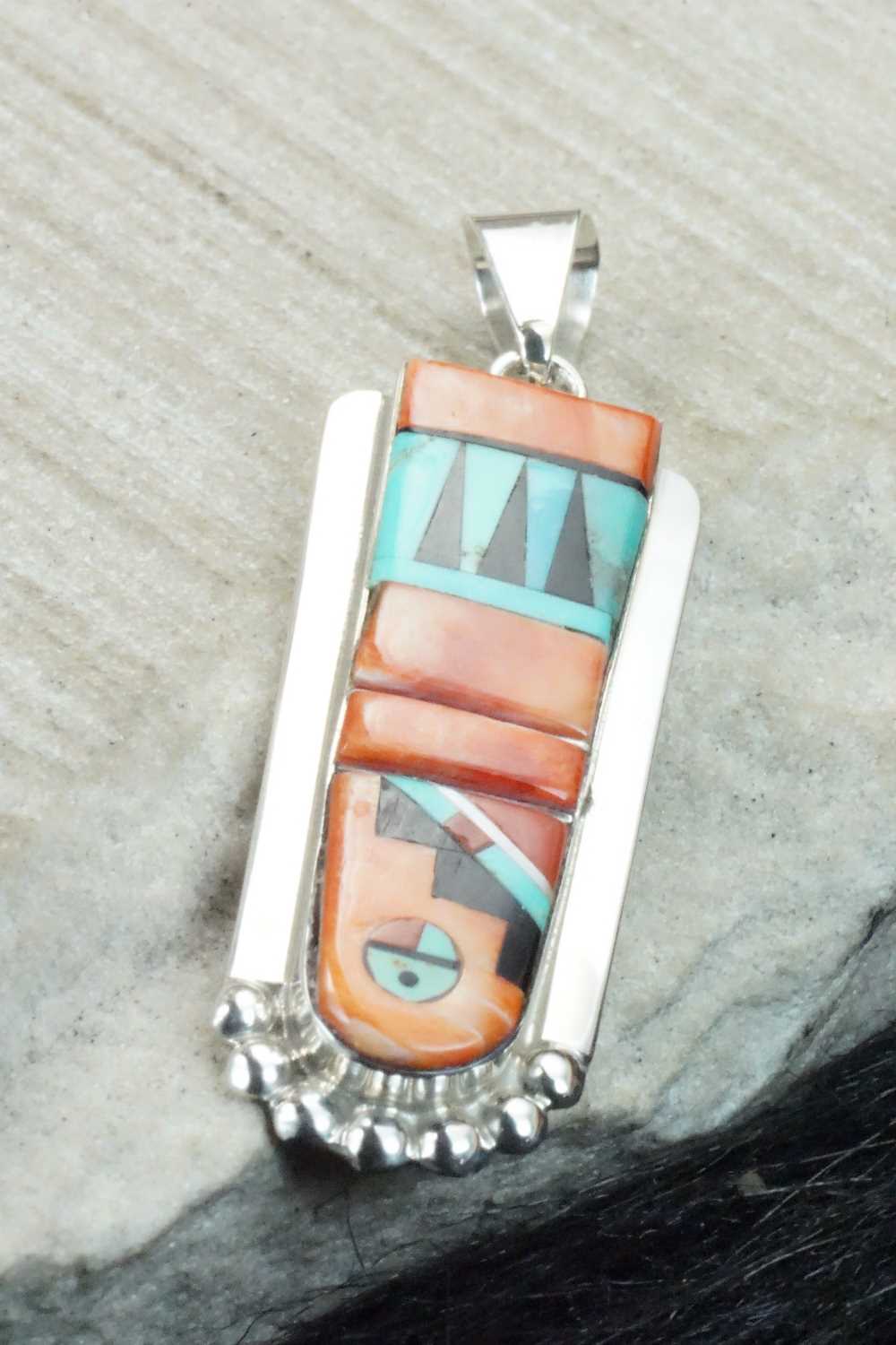 Multi Stone & Sterling Silver Pendant - Patty Edaakie