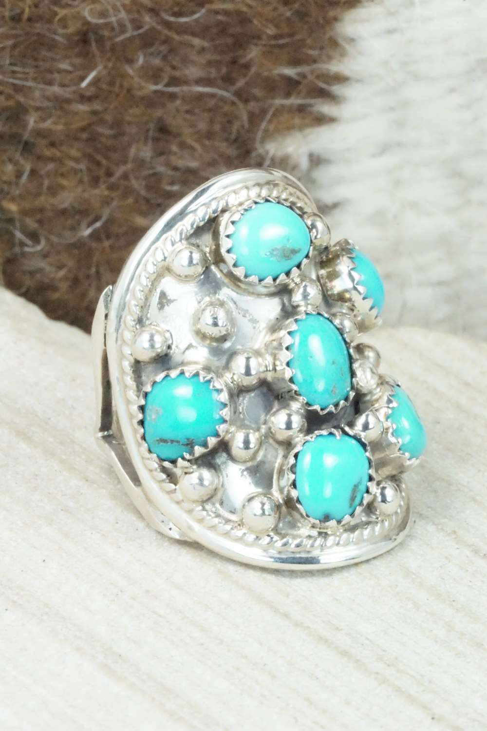 Turquoise & Sterling Silver Ring - Size 8.75