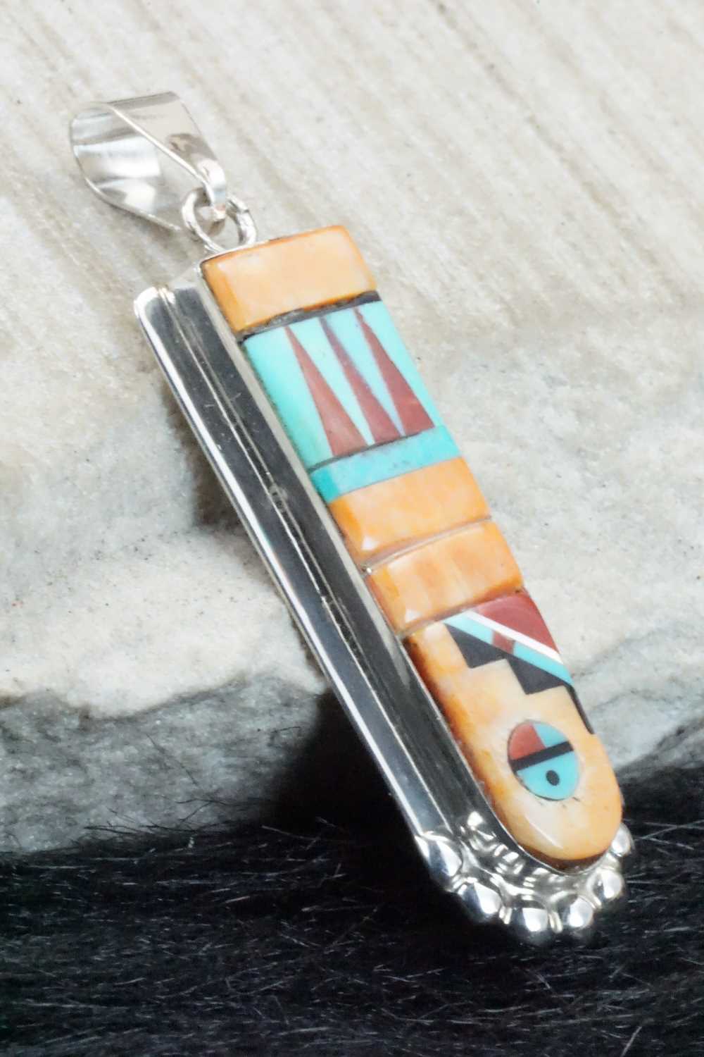 Multi Stone & Sterling Silver Pendant - Patty Edaakie