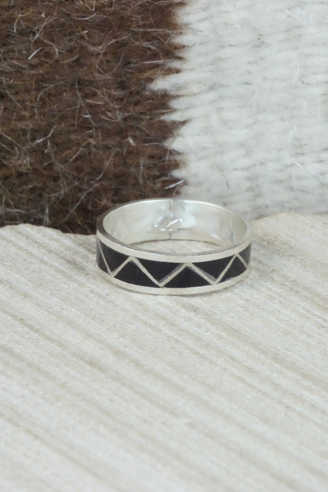 Onyx & Sterling Silver Ring - Roger Morgan - Size 10.5