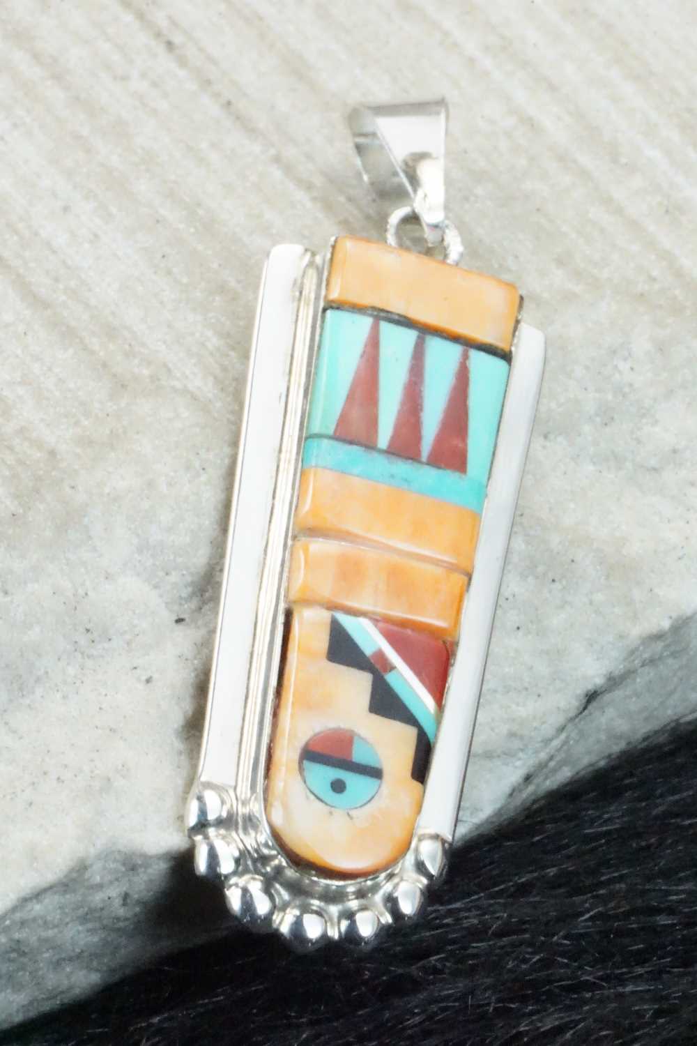 Multi Stone & Sterling Silver Pendant - Patty Edaakie