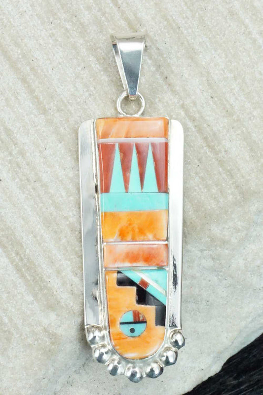 Multi Stone & Sterling Silver Pendant - Patty Edaakie