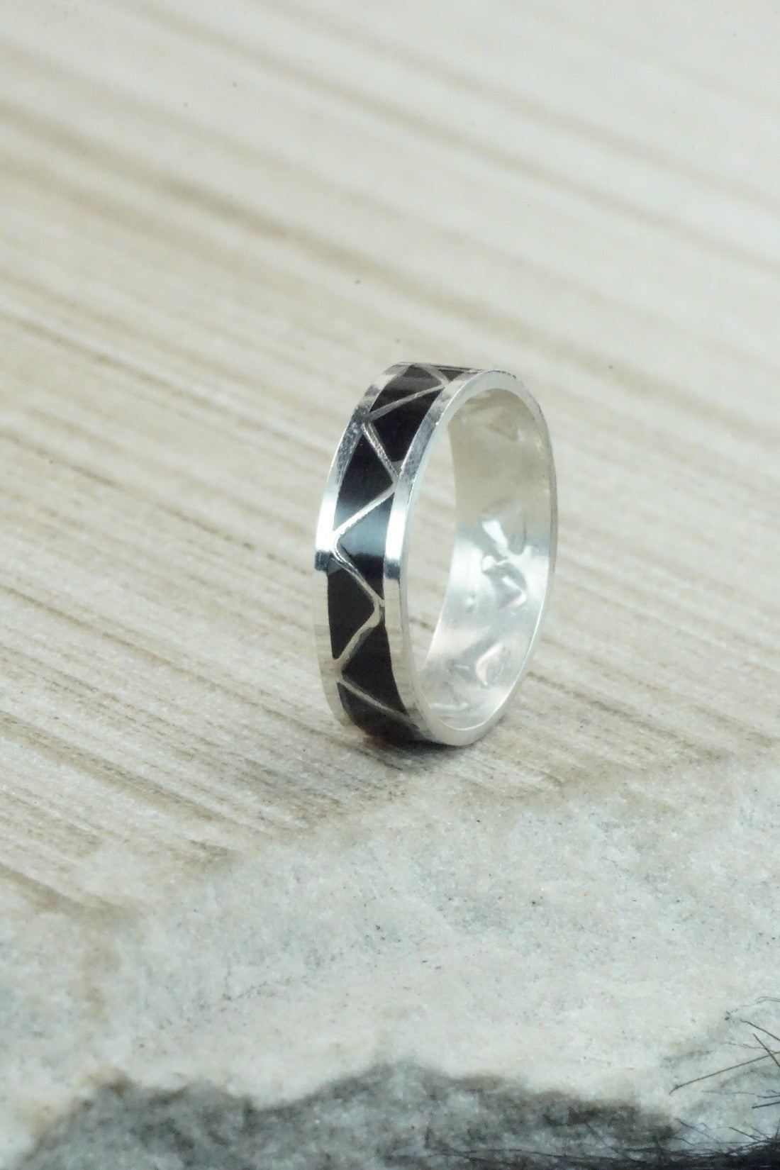 Onyx & Sterling Silver Ring - Roger Morgan - Size 9.25