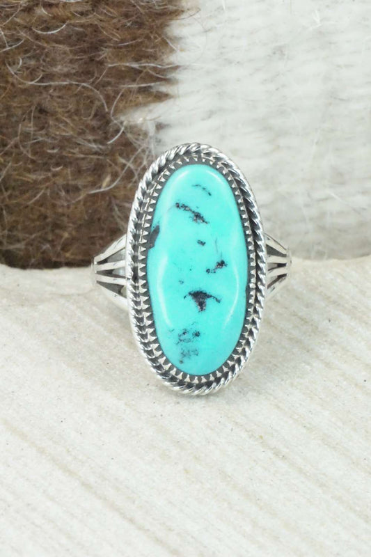 Turquoise & Sterling Silver Ring - Nila Johnson - Size 7.5
