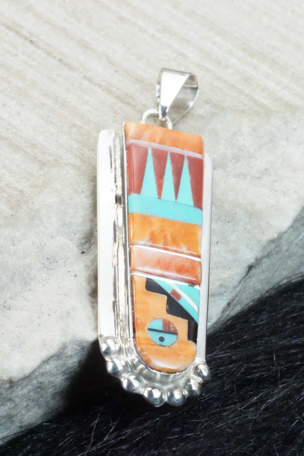 Multi Stone & Sterling Silver Pendant - Patty Edaakie