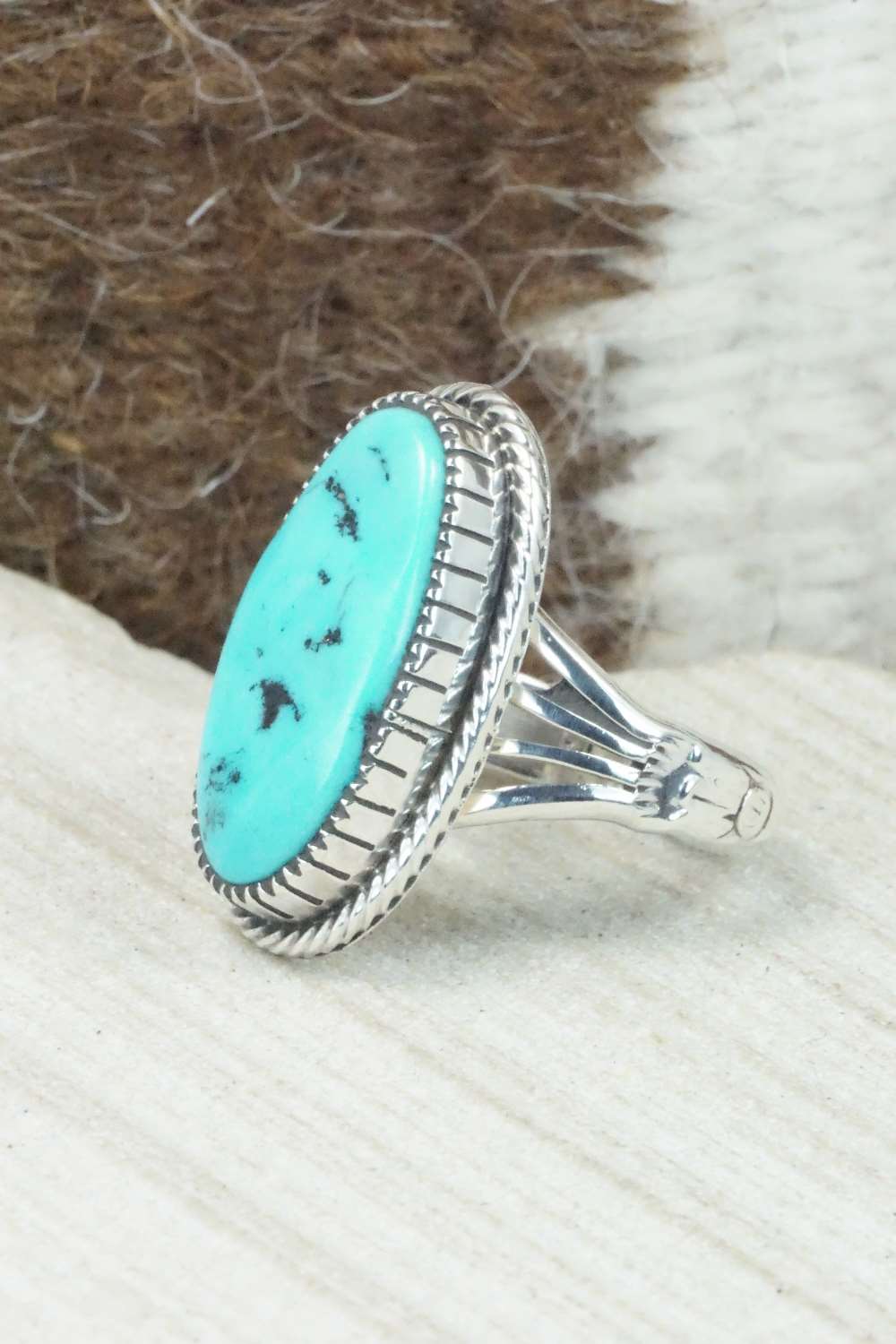 Turquoise & Sterling Silver Ring - Nila Johnson - Size 7.5