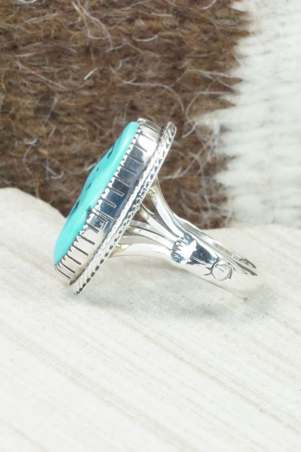 Turquoise & Sterling Silver Ring - Nila Johnson - Size 7.5