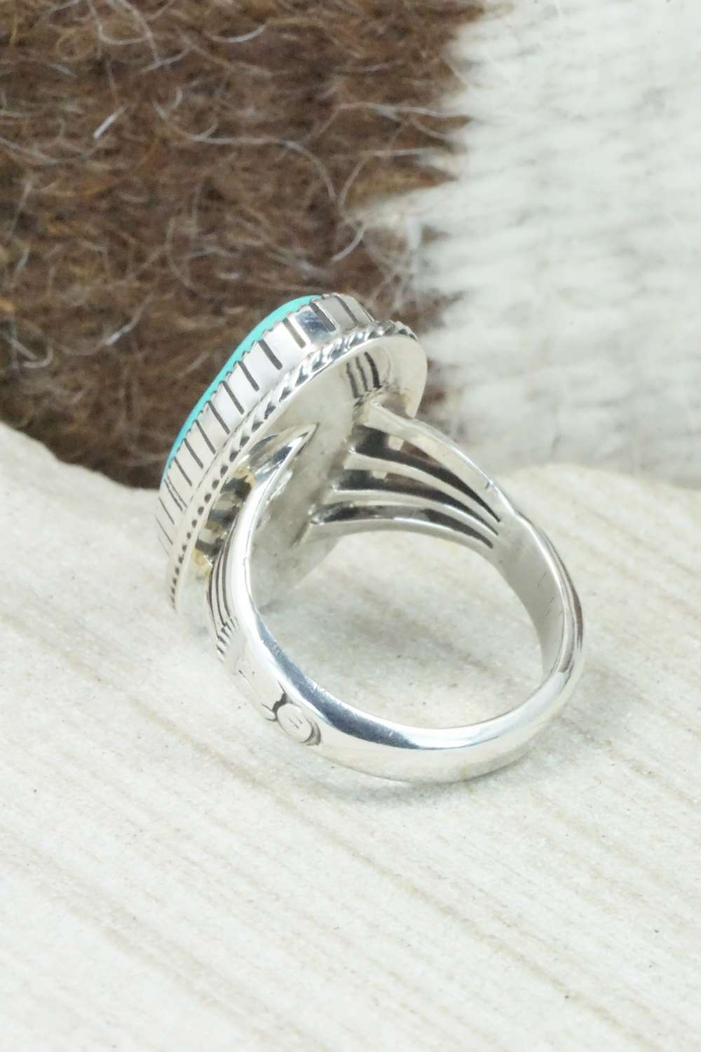 Turquoise & Sterling Silver Ring - Nila Johnson - Size 7.5