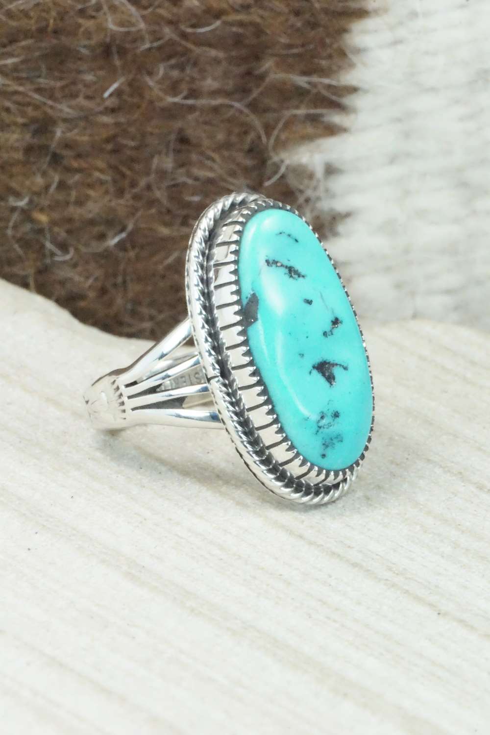Turquoise & Sterling Silver Ring - Nila Johnson - Size 7.5