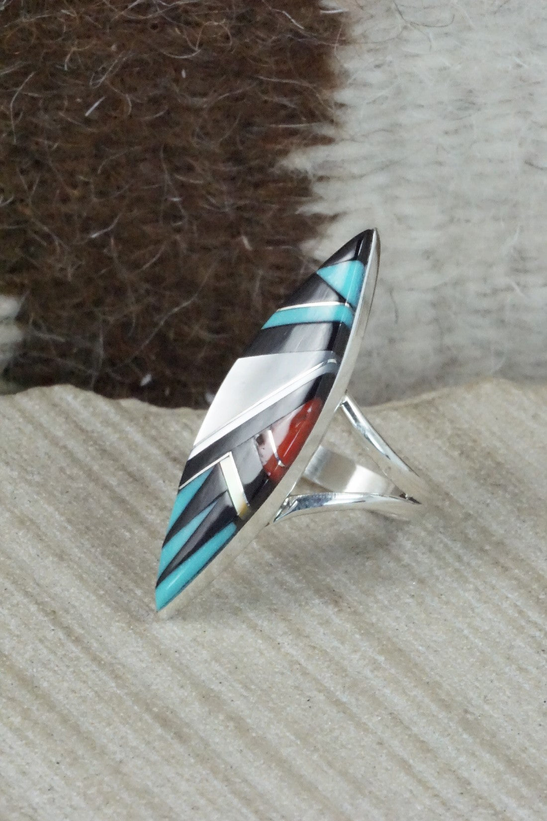 Multi Stone & Sterling Silver Ring - Cleo Kallestewa - Size 7.5