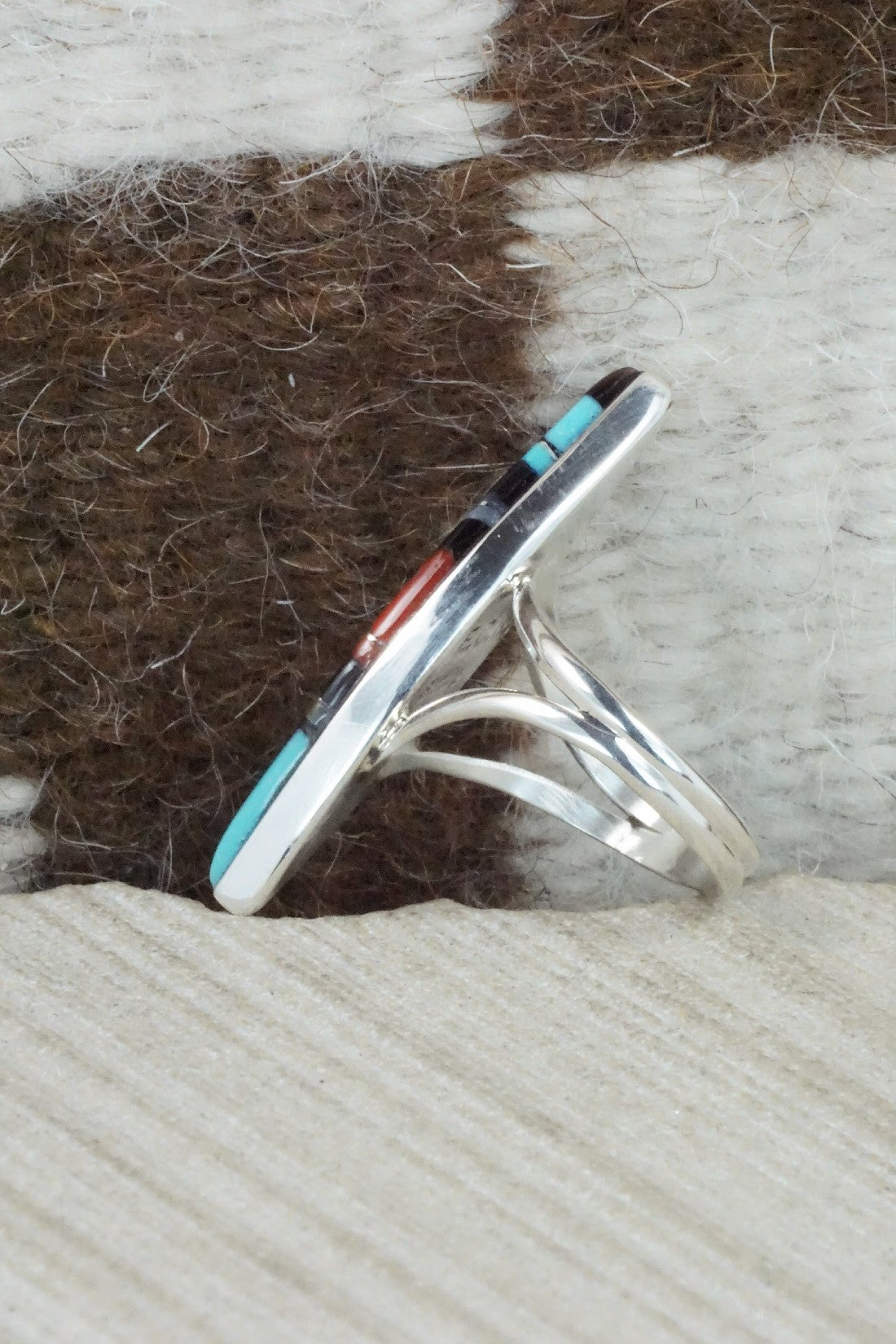 Multi Stone & Sterling Silver Ring - Cleo Kallestewa - Size 7.5