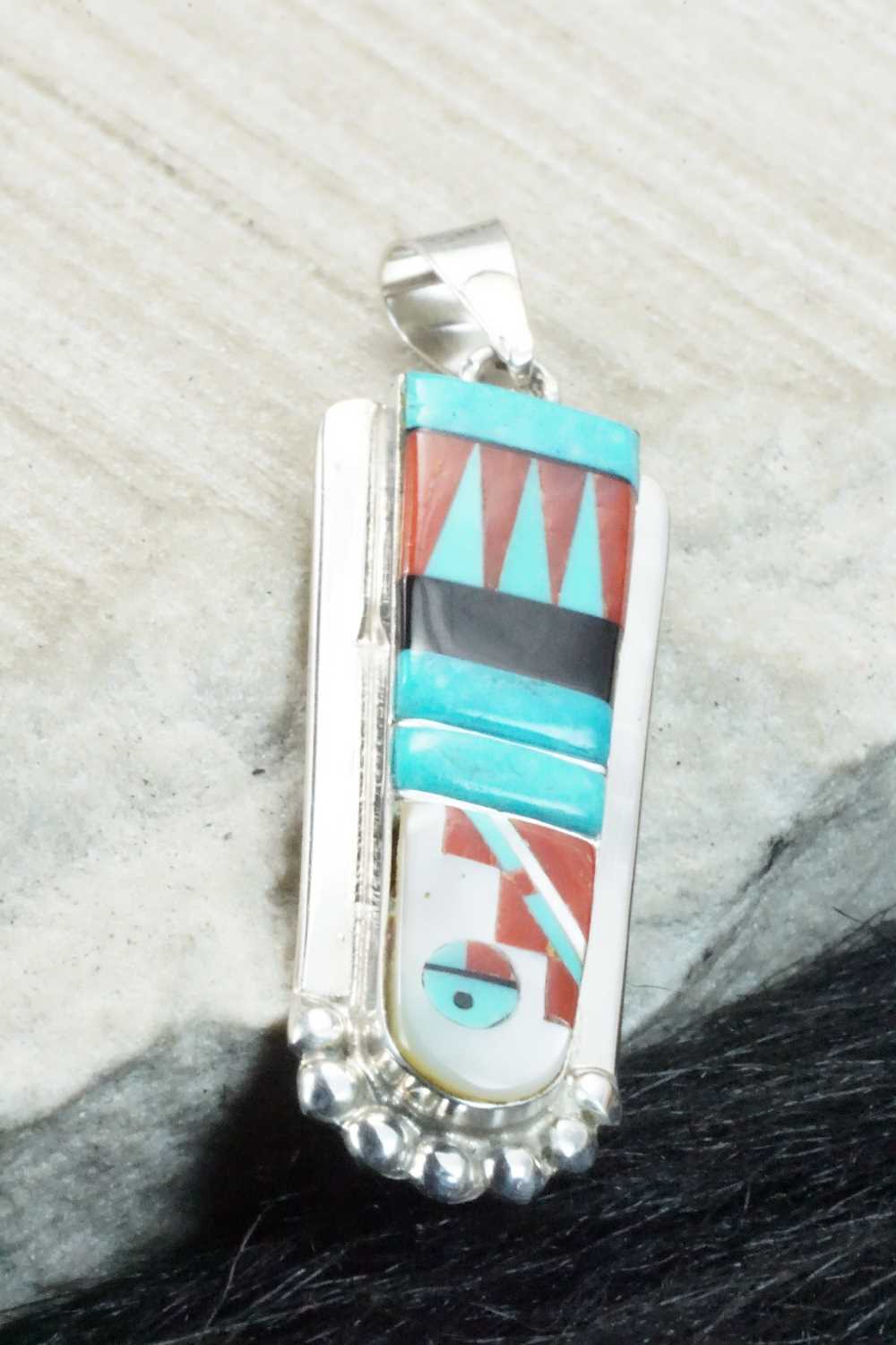 Multi Stone & Sterling Silver Pendant - Patty Edaakie
