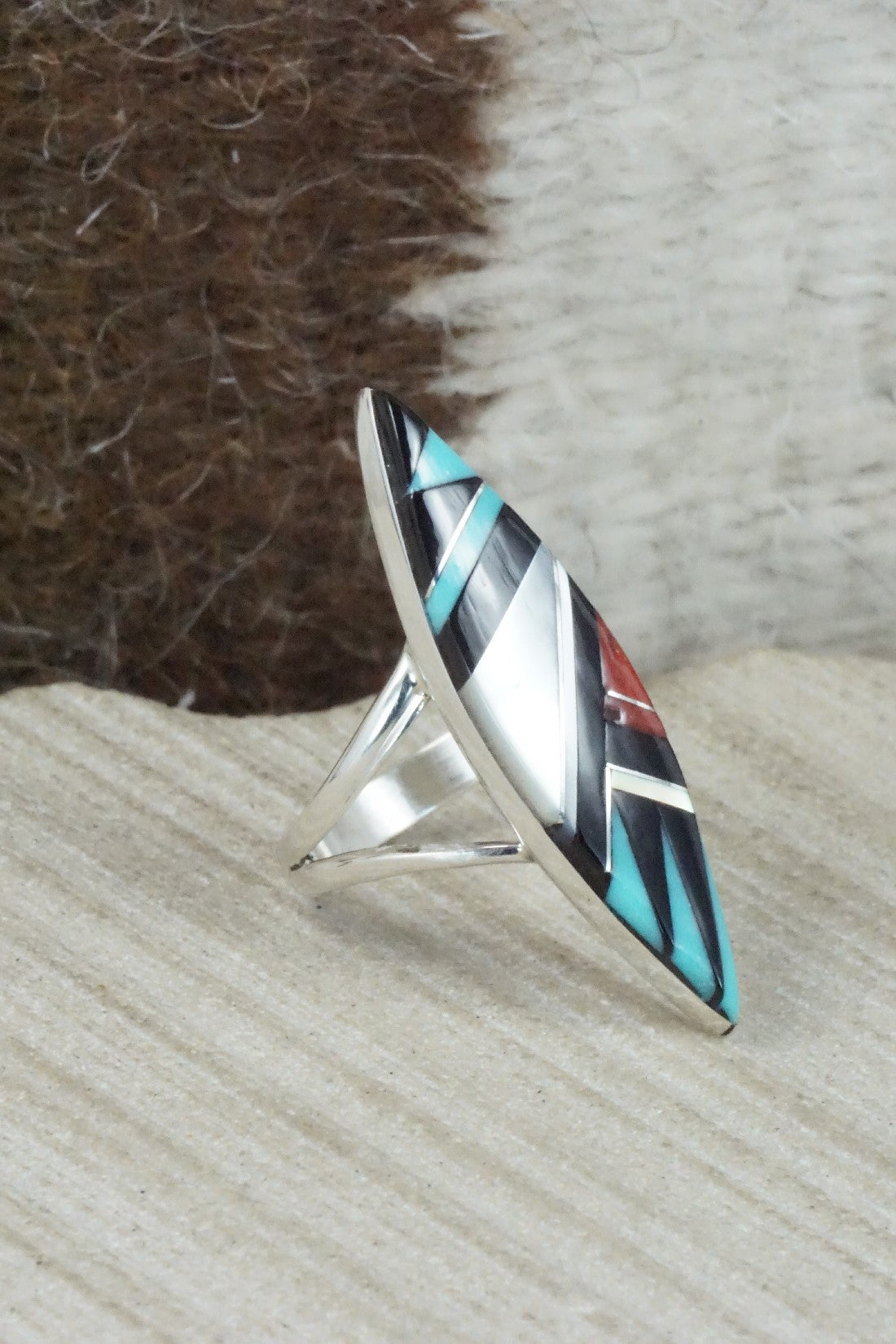 Multi Stone & Sterling Silver Ring - Cleo Kallestewa - Size 7.5