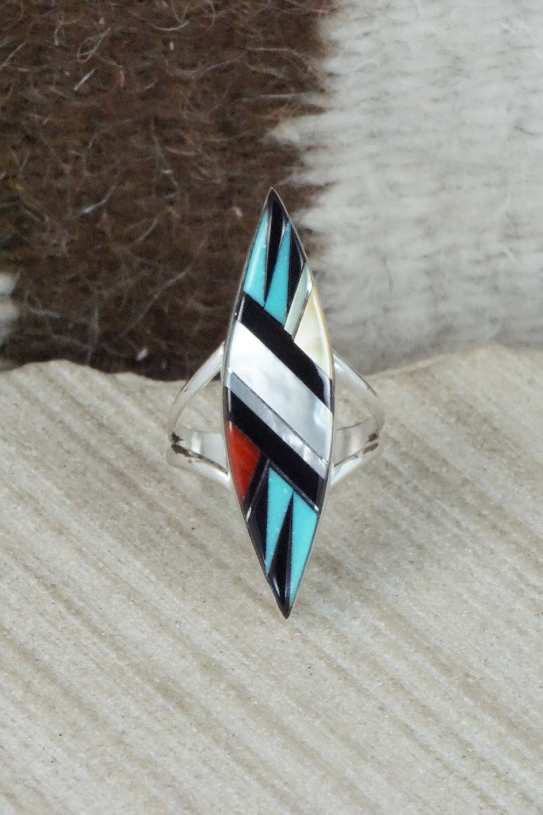 Multi Stone & Sterling Silver Ring - Cleo Kallestewa - Size 6.25