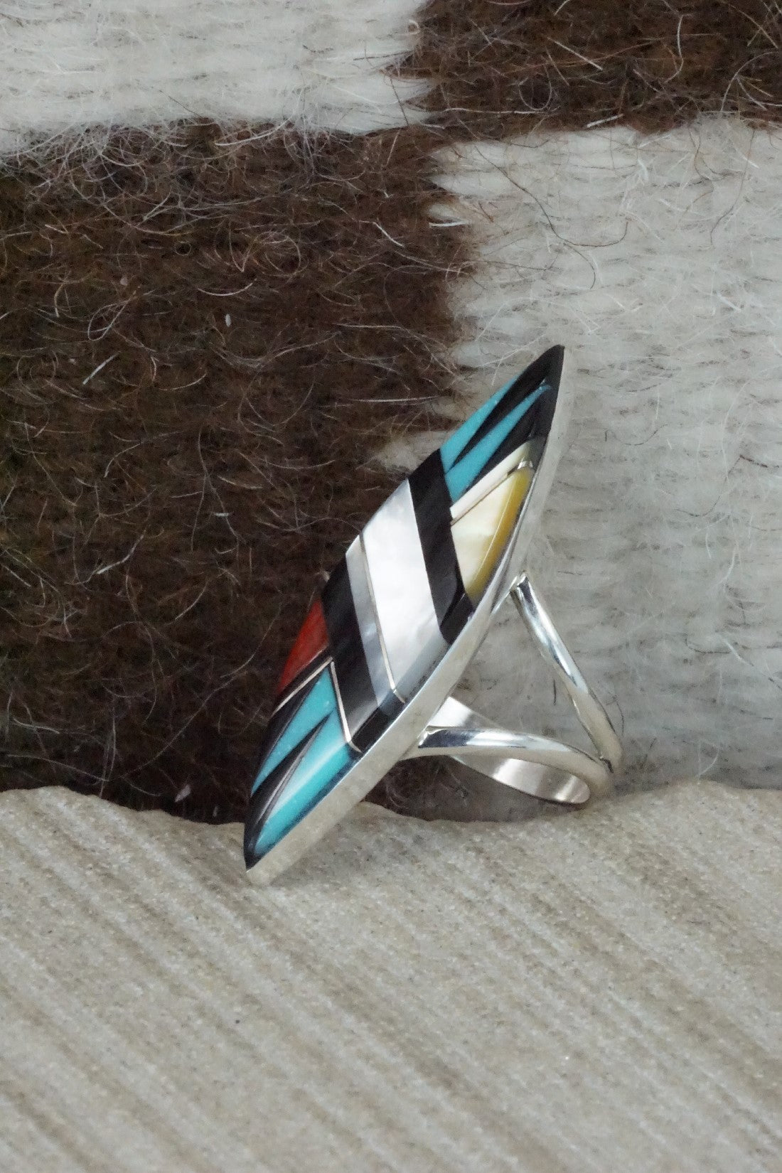 Multi Stone & Sterling Silver Ring - Cleo Kallestewa - Size 6.25