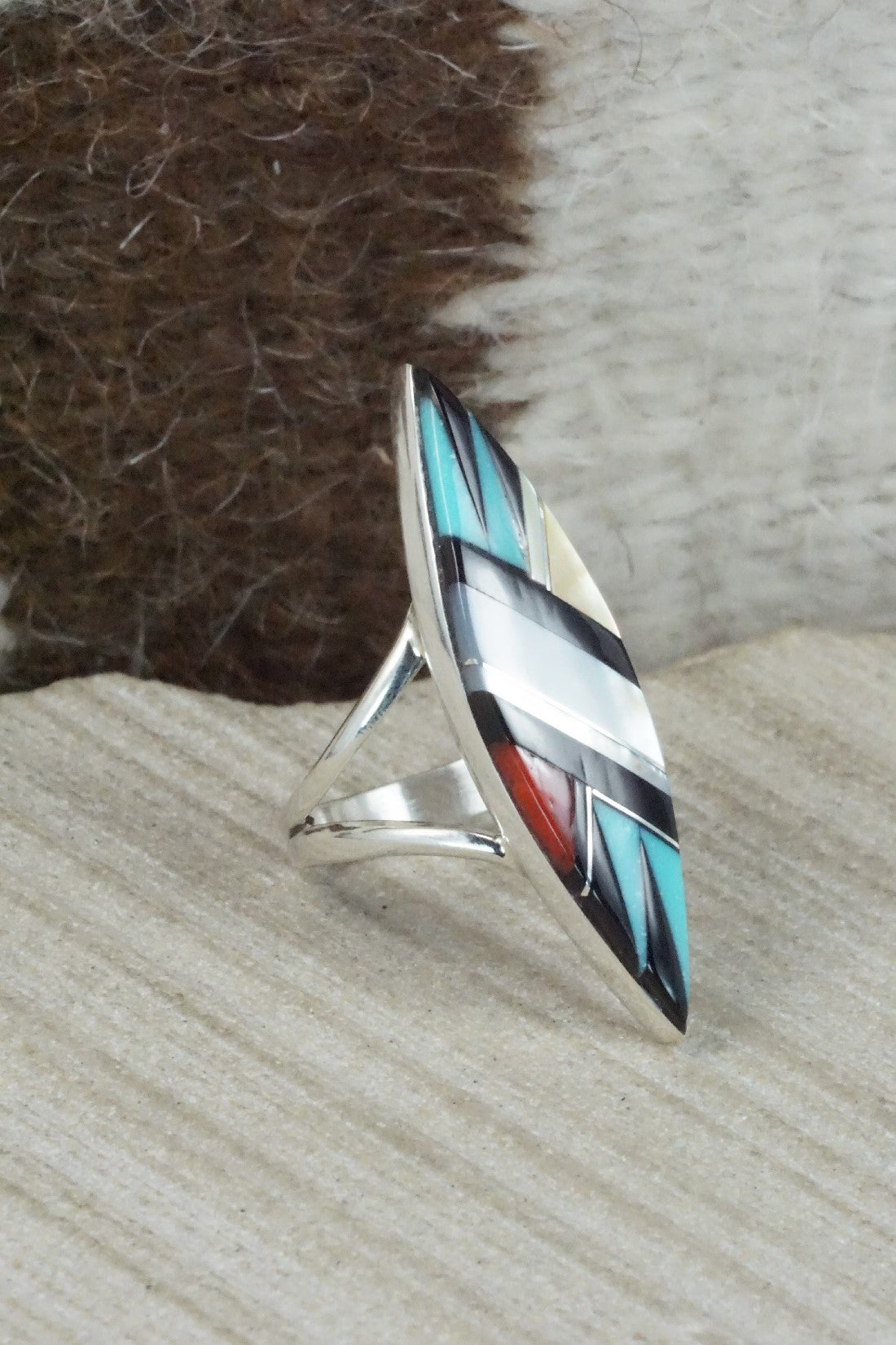 Multi Stone & Sterling Silver Ring - Cleo Kallestewa - Size 6.25
