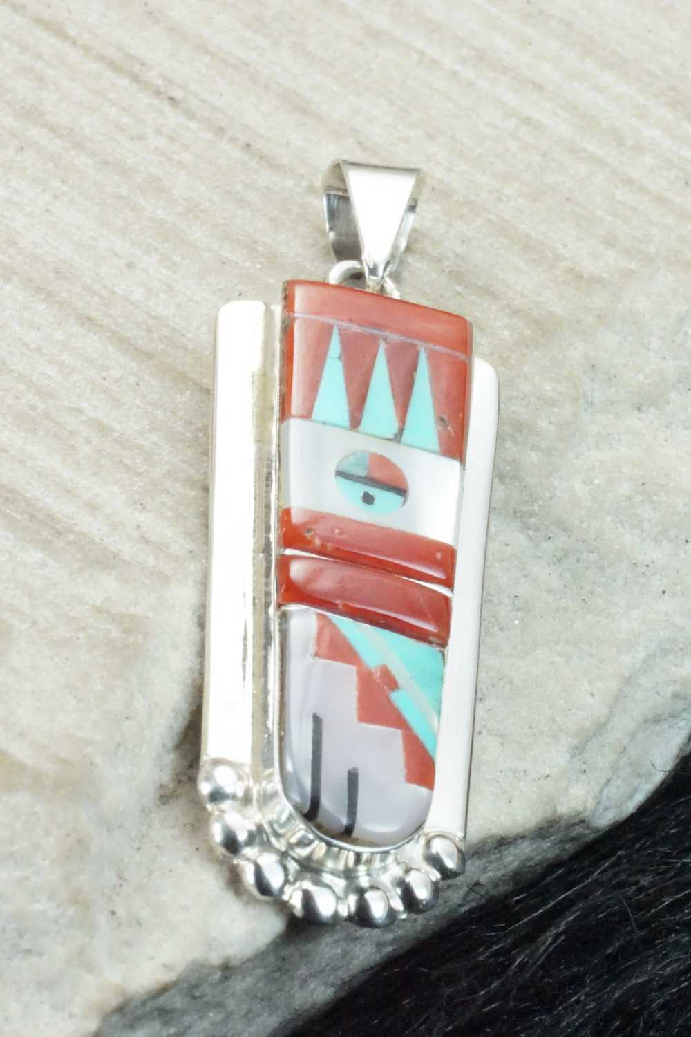 Multi Stone & Sterling Silver Pendant - Patty Edaakie