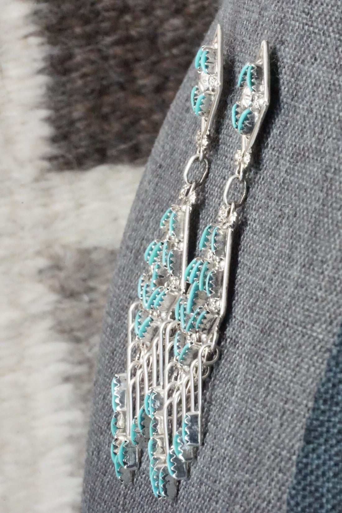 Turquoise & Sterling Silver Earrings - Kevin Leekity