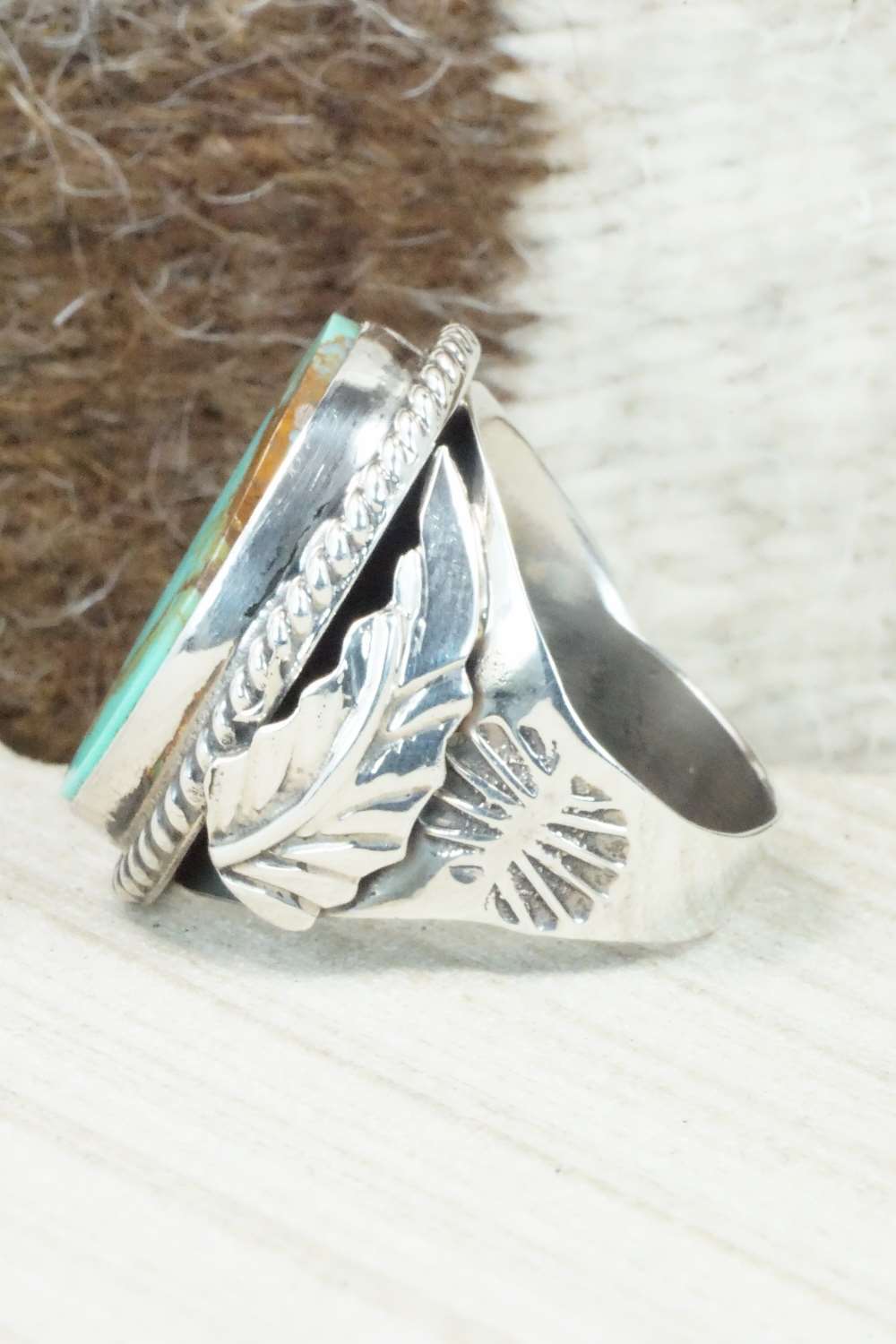 Turquoise & Sterling Silver Ring - Lawrence Baca - Size 10.75