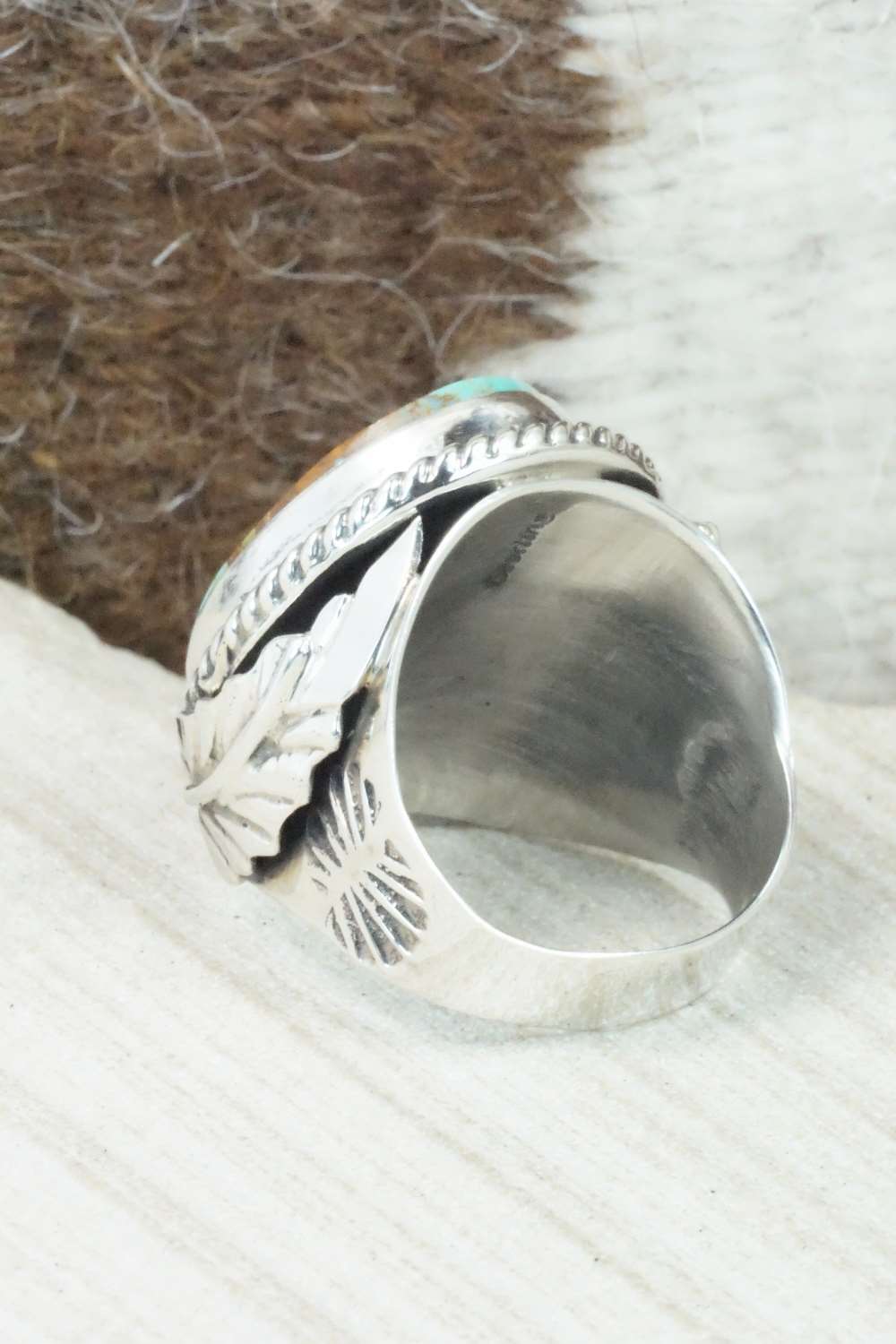 Turquoise & Sterling Silver Ring - Lawrence Baca - Size 10.75