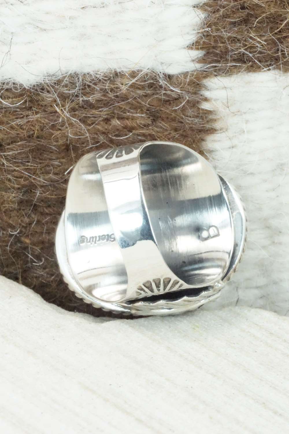 Turquoise & Sterling Silver Ring - Lawrence Baca - Size 10.75