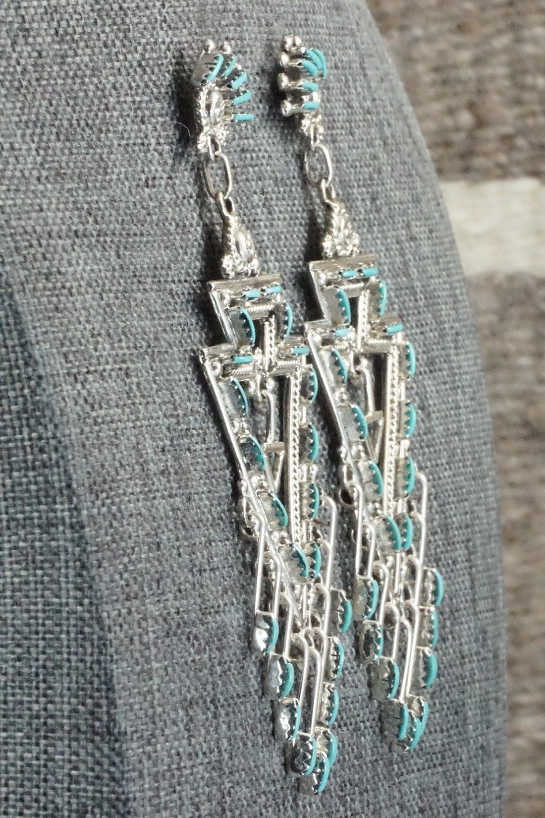 Turquoise & Sterling Silver Earrings - Kevin Leekity