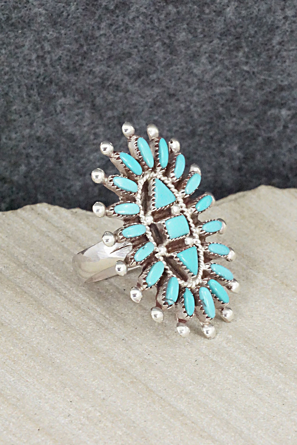 Turquoise & Sterling Silver Ring - Evonne Hustito - Size 5.75