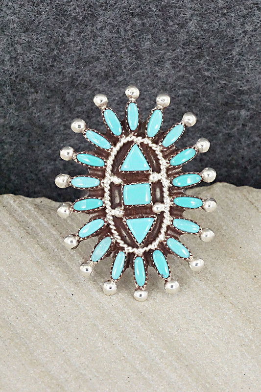 Turquoise & Sterling Silver Ring - Evonne Hustito - Size 6