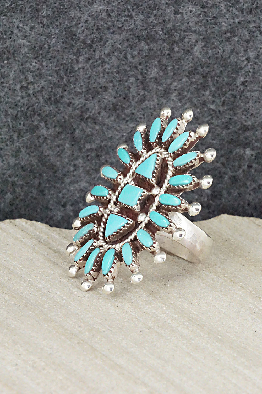 Turquoise & Sterling Silver Ring - Evonne Hustito - Size 6