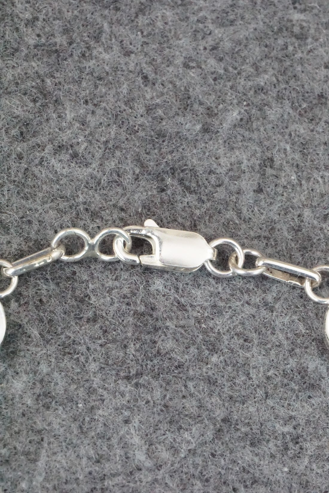 Coral, Turquoise & Sterling Silver Link Bracelet - Tyrone Martinez