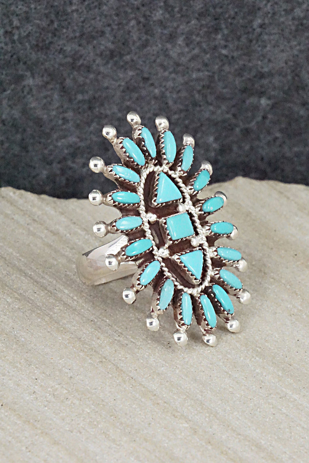 Turquoise & Sterling Silver Ring - Evonne Hustito - Size 6