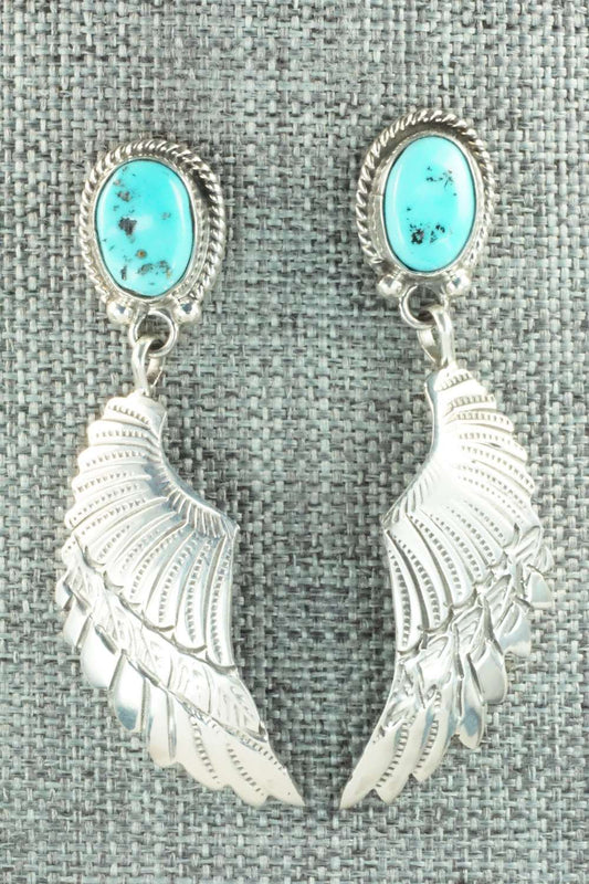 Turquoise & Sterling Silver Earrings - Navajo