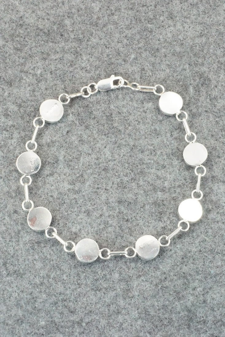 Coral, Turquoise & Sterling Silver Link Bracelet - Tyrone Martinez