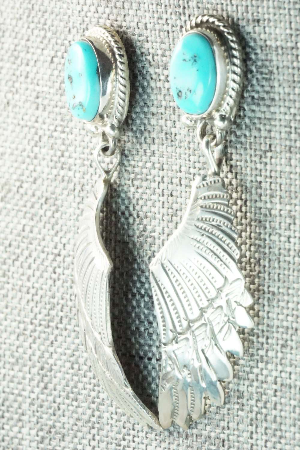 Turquoise & Sterling Silver Earrings - Navajo