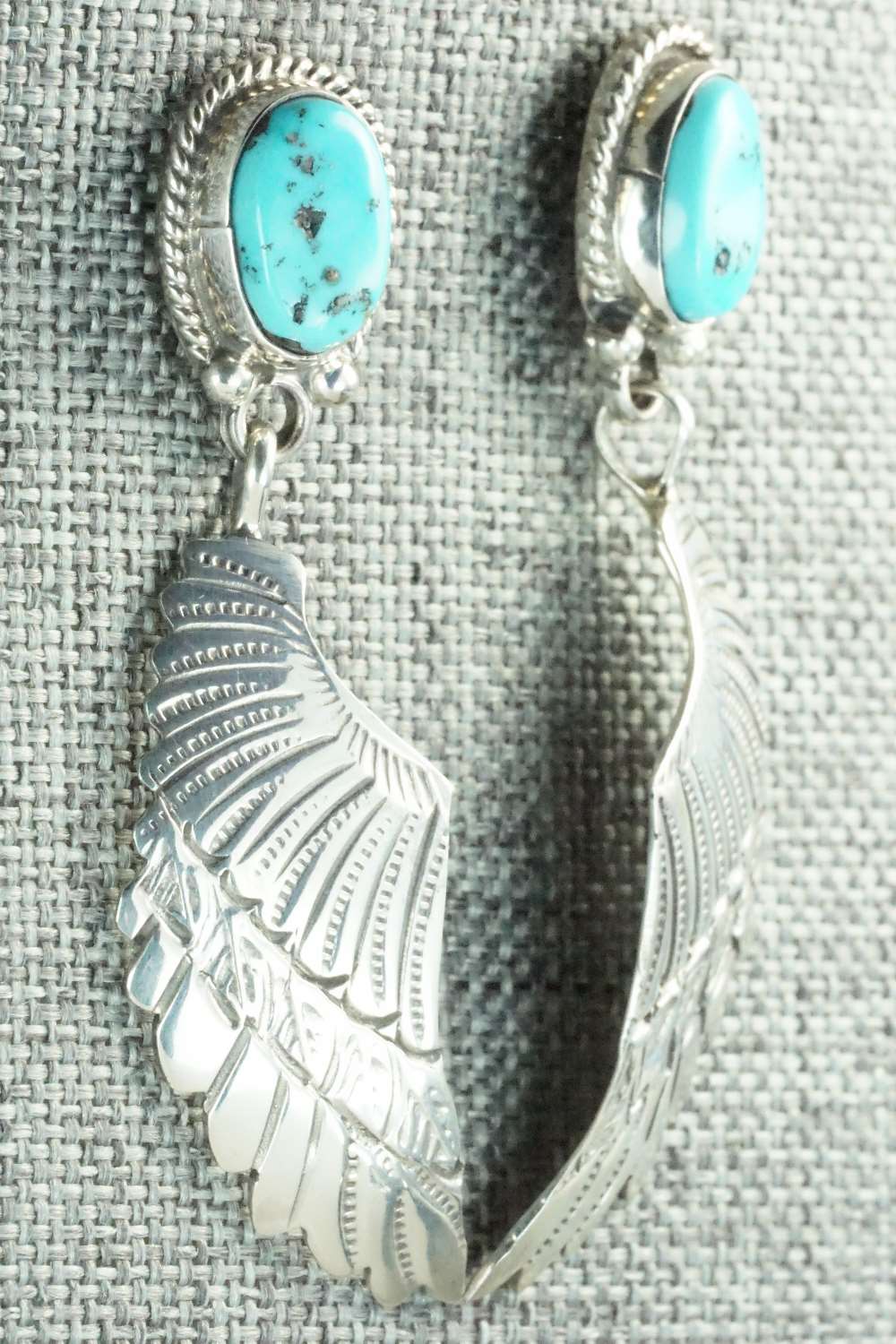 Turquoise & Sterling Silver Earrings - Navajo