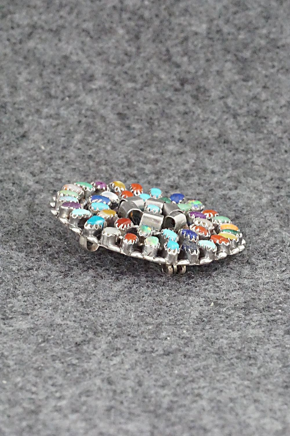 Multi Stone & Sterling Silver Pendant/Pin - Lorencita Walela