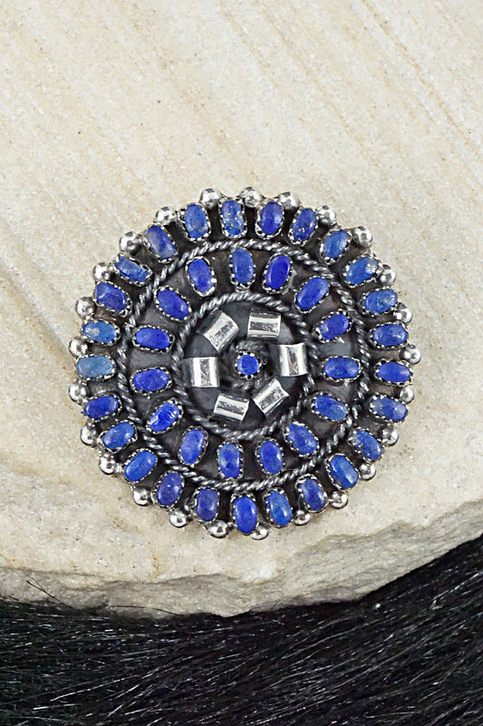 Lapis & Sterling Silver Pendant/Pin - Lorencita Walela