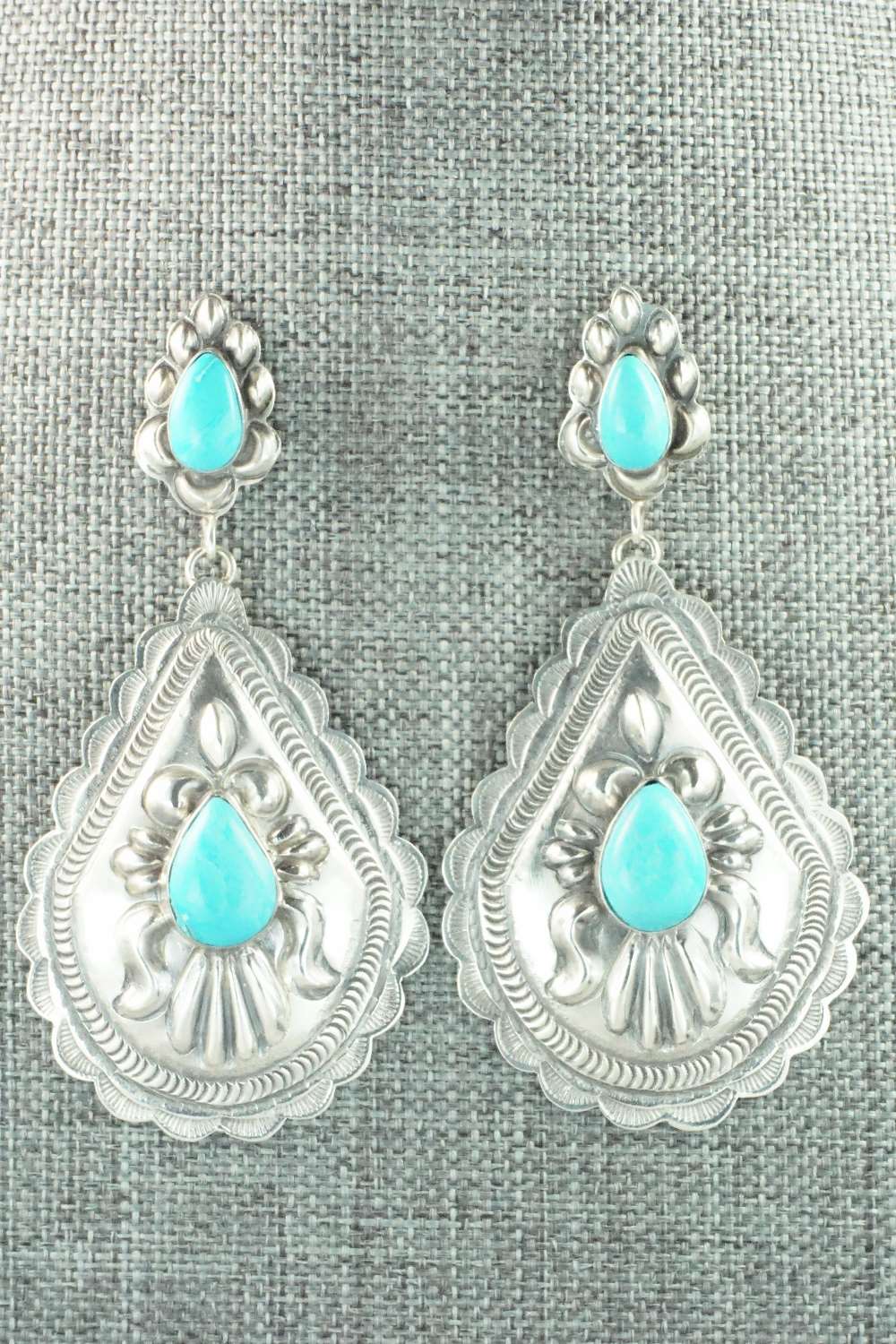 Turquoise & Sterling Silver Earrings - Eugene Charley