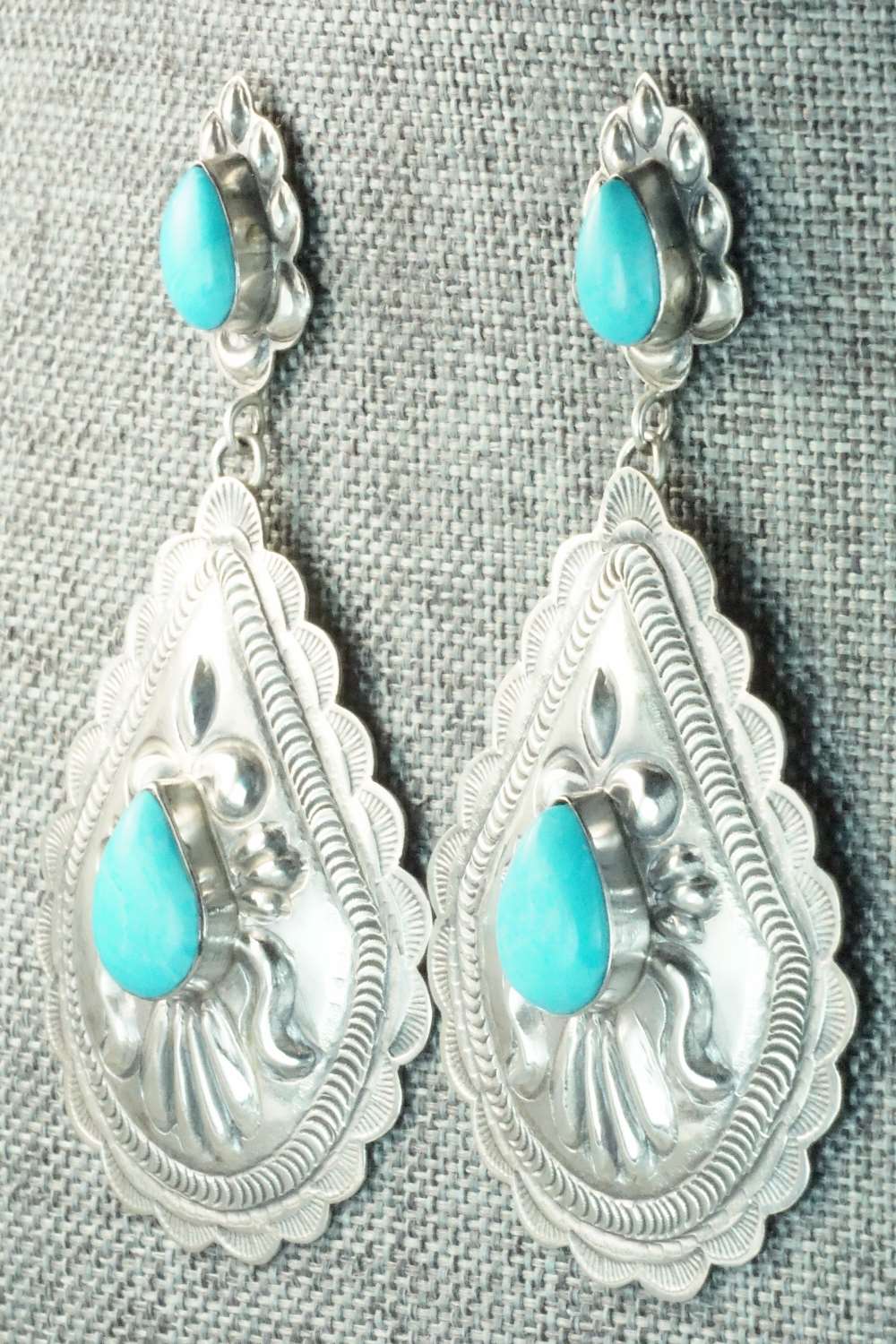 Turquoise & Sterling Silver Earrings - Eugene Charley