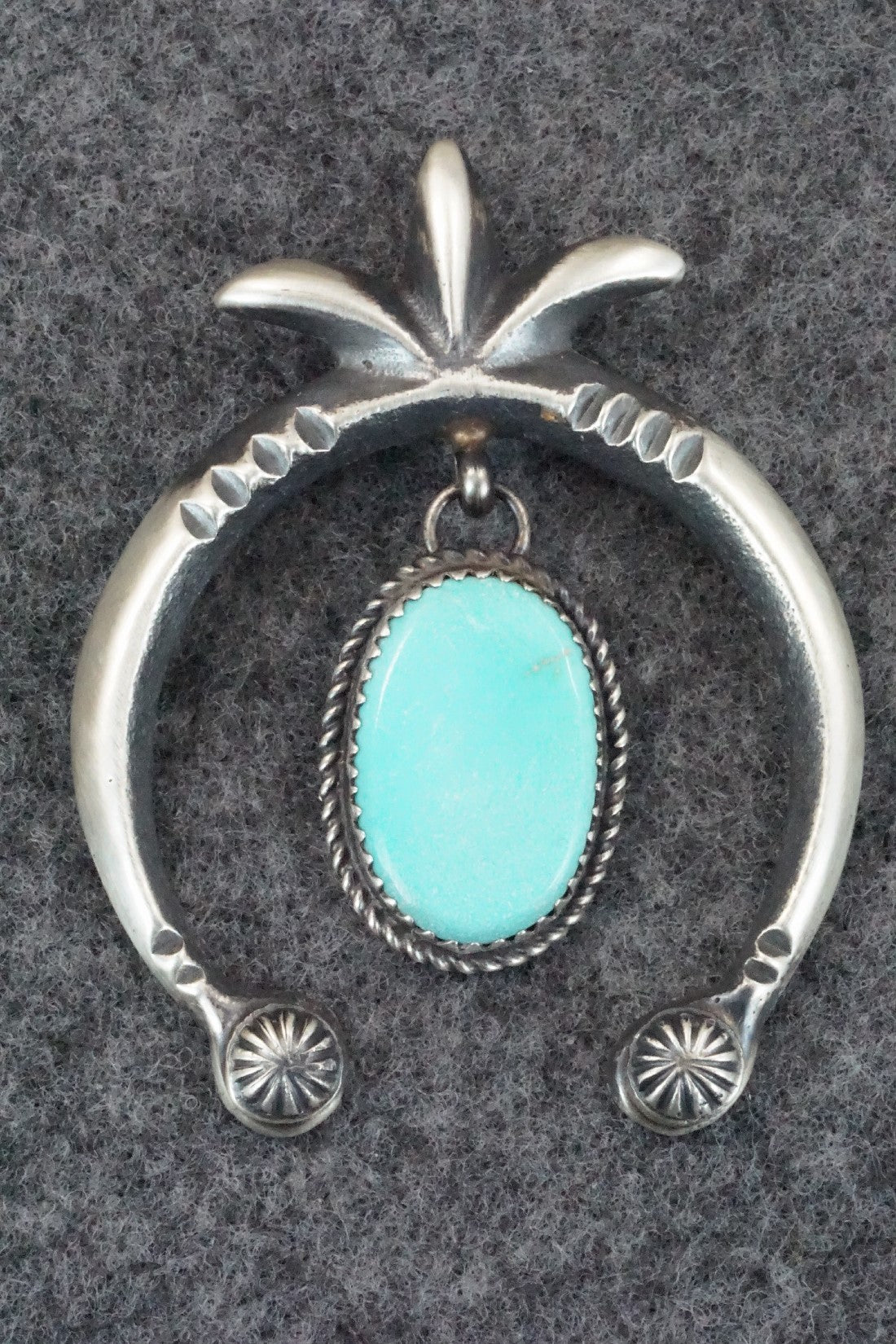 Turquoise and Sterling Silver Pendant - Martha Cayatineto