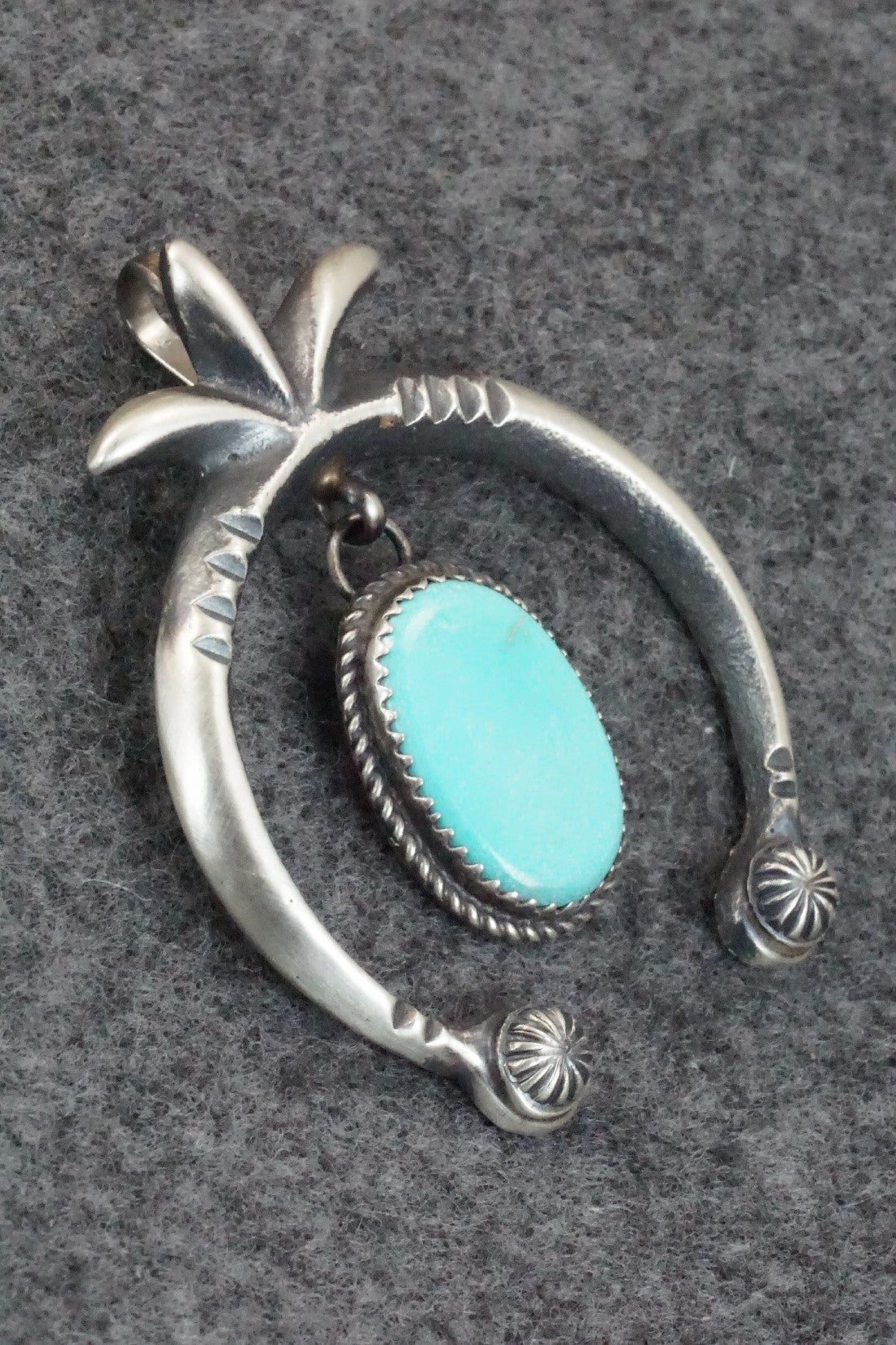 Turquoise and Sterling Silver Pendant - Martha Cayatineto