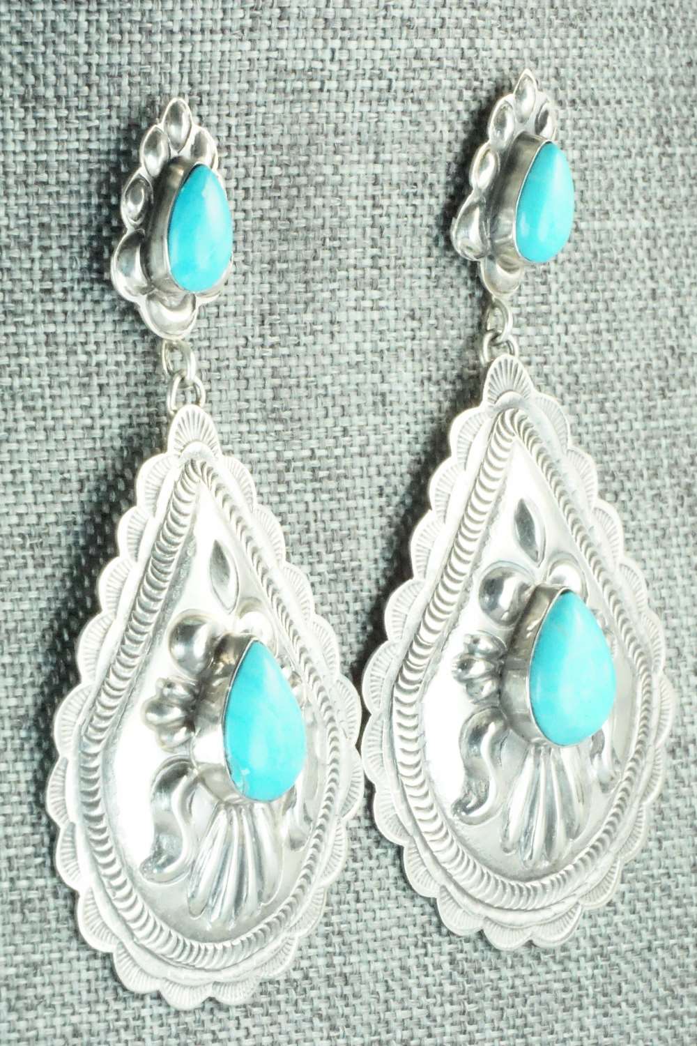 Turquoise & Sterling Silver Earrings - Eugene Charley