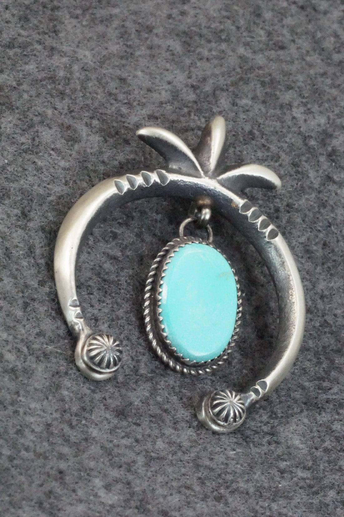 Turquoise and Sterling Silver Pendant - Martha Cayatineto
