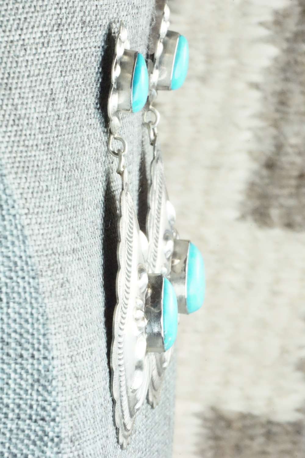 Turquoise & Sterling Silver Earrings - Eugene Charley