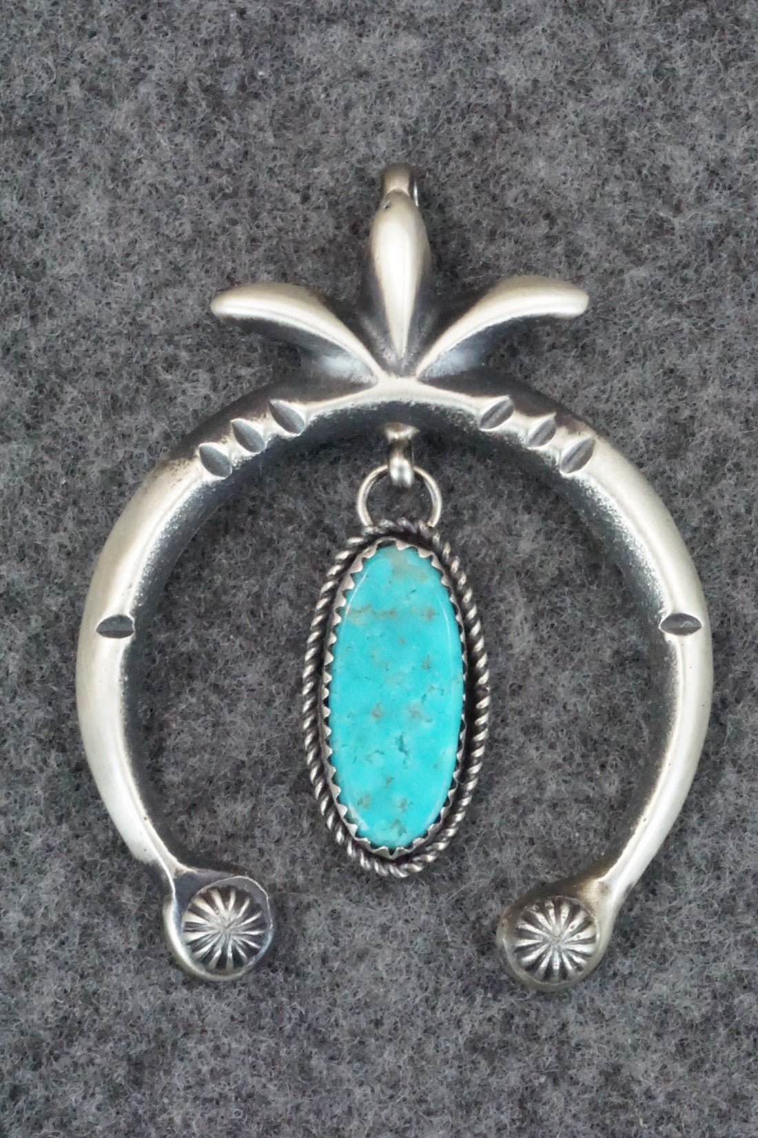 Turquoise and Sterling Silver Naja Pendant - Martha Cayatineto