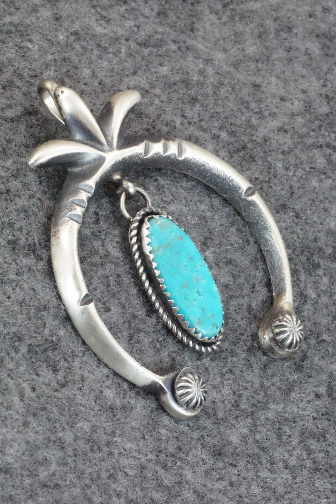 Turquoise and Sterling Silver Naja Pendant - Martha Cayatineto