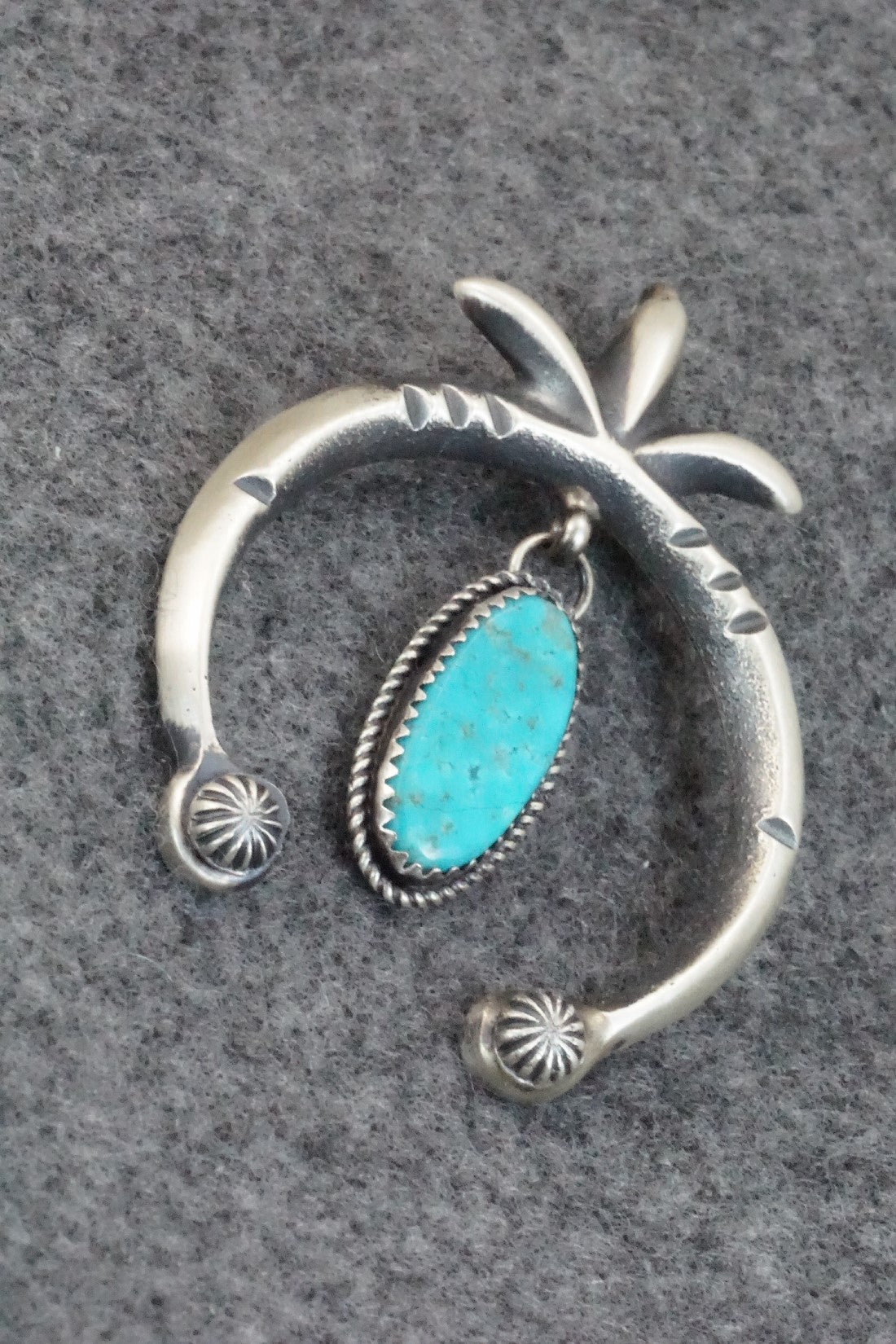 Turquoise and Sterling Silver Naja Pendant - Martha Cayatineto