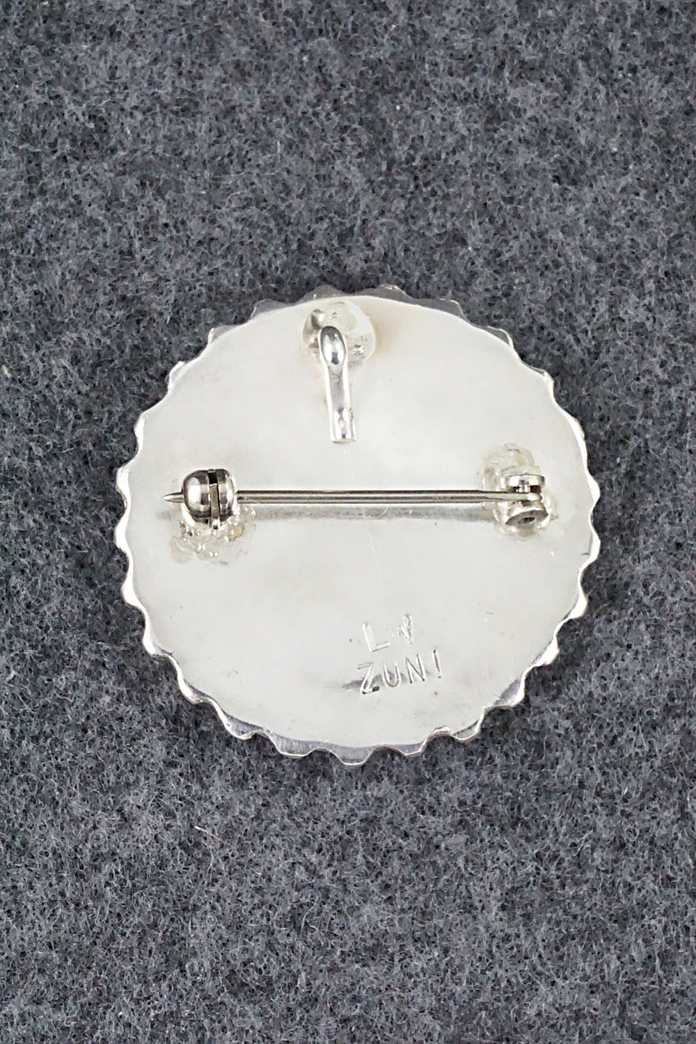 Turquoise & Sterling Silver Pendant/Pin - Lorencita Walela