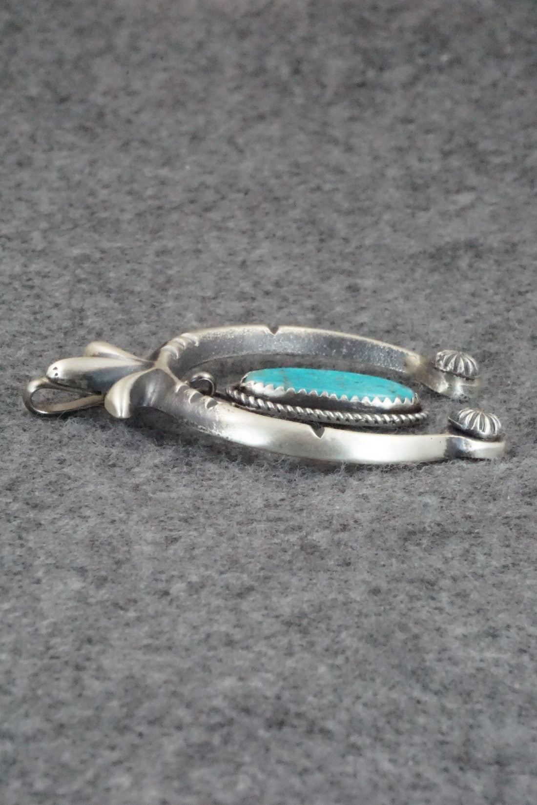 Turquoise and Sterling Silver Naja Pendant - Martha Cayatineto