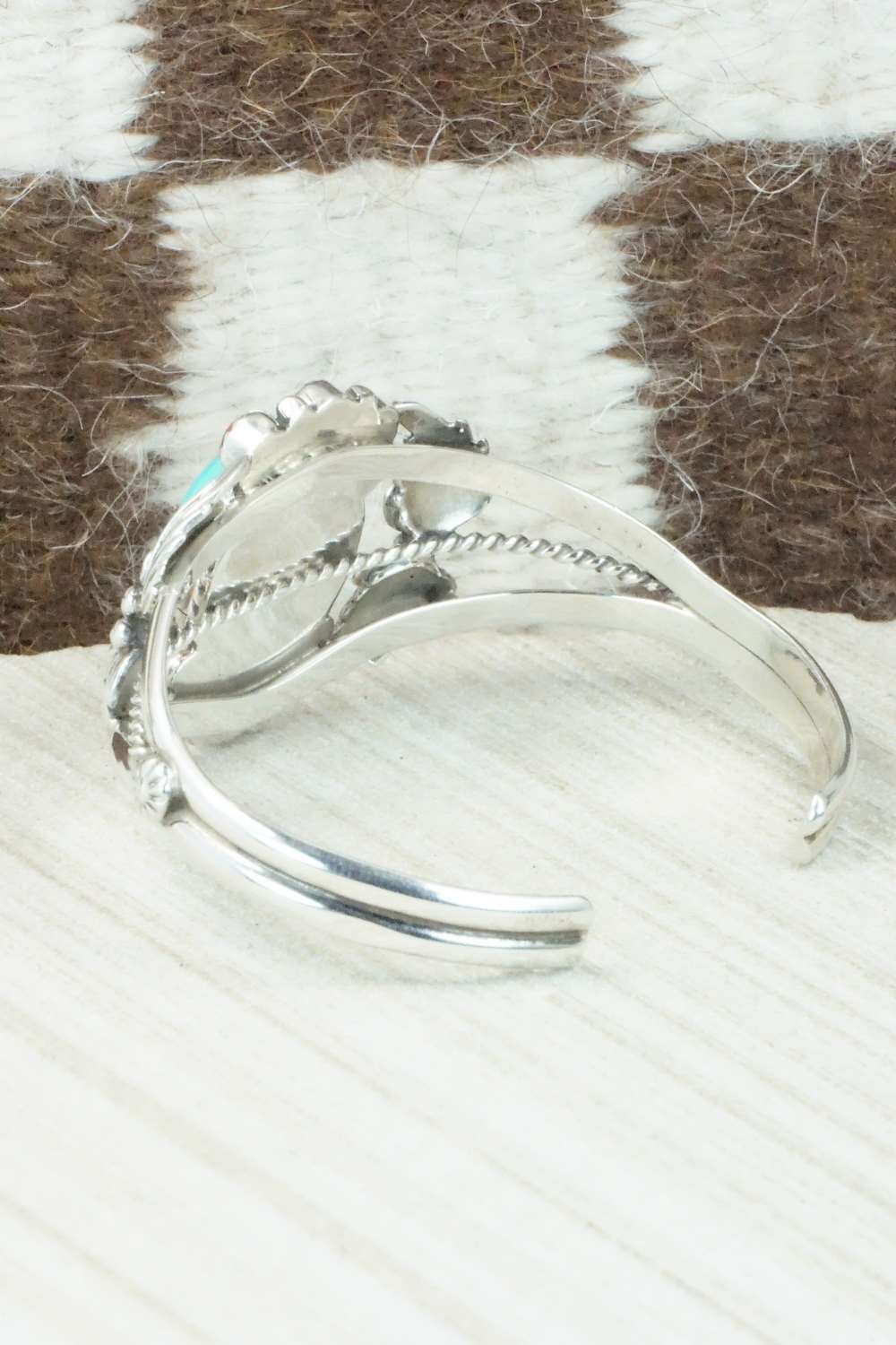 Turquoise, Coral & Sterling Silver Bracelet - Roberta Begay